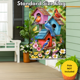 ‘Spring Celebration Birdhouses’ Decorative Flag