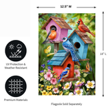 ‘Spring Celebration Birdhouses’ Decorative Flag