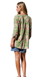 DEAR SCARLETT Paisley Print Mandarin Collar 3/4 Sleeve Blouse