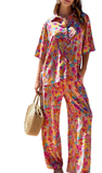 DEAR SCARLETT Two Piece Blouse + Relaxed Pants Resort Wear Set