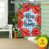 ‘Bless This Home Checkered Floral’ Decorative Flag