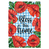 ‘Bless This Home Checkered Floral’ Decorative Flag