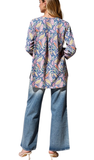 DEAR SCARLETT Paisley Print Mandarin Collar 3/4 Sleeve Blouse