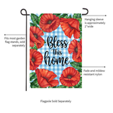 ‘Bless This Home Checkered Floral’ Decorative Flag