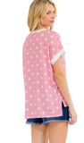 Polka Dot Contrast Short Sleeve Top