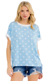 Polka Dot Contrast Short Sleeve Top