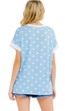 Polka Dot Contrast Short Sleeve Top