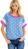 7TH RAY Polka Dot Contrast Trim Short Sleeve Top