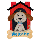 ‘Welcome Doghouse Burlap’ Decorative Flag