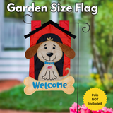 ‘Welcome Doghouse Burlap’ Decorative Flag