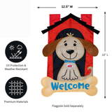 ‘Welcome Doghouse Burlap’ Decorative Flag