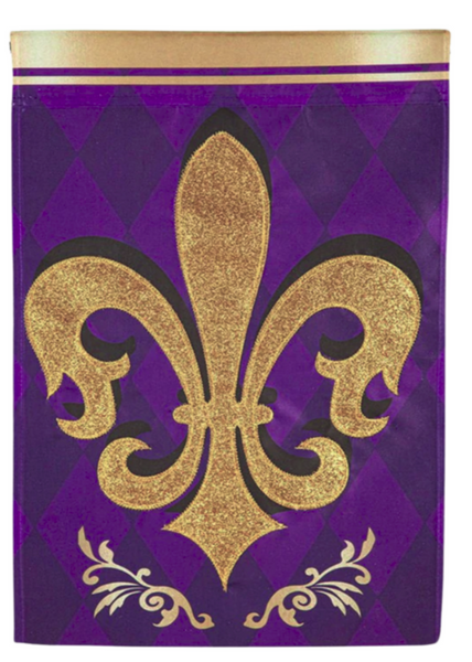 ‘Fleur de Lis Glitter Gold’ Decorative Flag