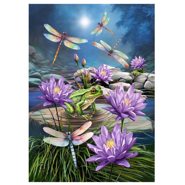 ‘Dragonflies and Frog’ Decorative Flage