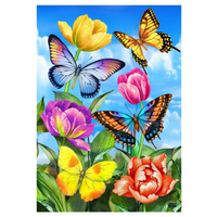 ‘Butterflies and Tulips’ Decorative Flag