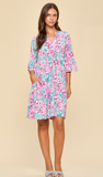 DEAR SCARLETT Lizzy Sunday Dress in Pink/Blue