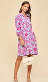 DEAR SCARLETT Inspire Dress in Blue Pink Pattern