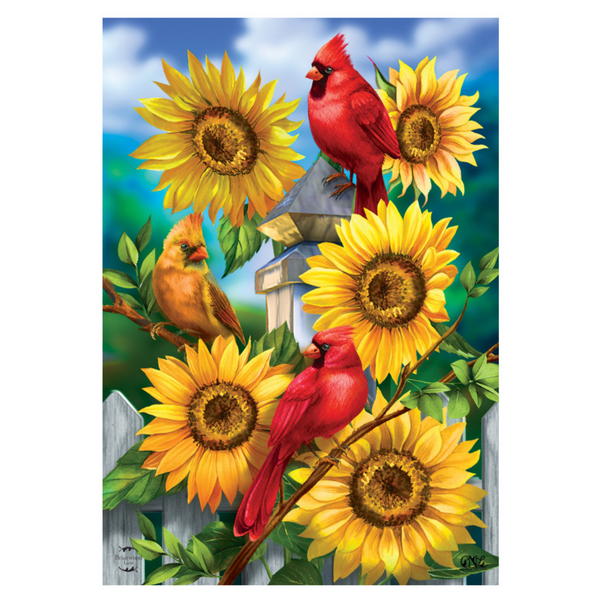 ‘Cardinals and Sunflowers’ Decorative Flag