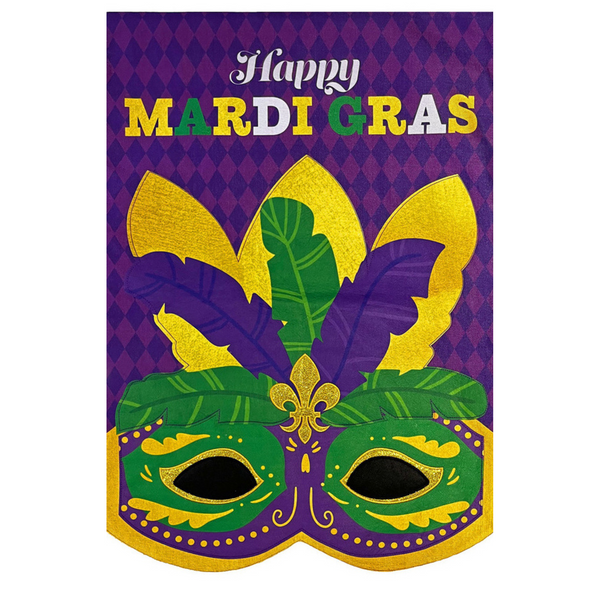 ‘Mardi Gras Mask Burlap’ Decorative Flag