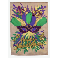 ‘Mardi Gras Swag Burlap/Applique’ Decorative Flag