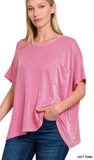 Zenana Corded Rib Oversized Short Sleeve Top, Assorted Colors