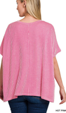 Zenana Corded Rib Oversized Short Sleeve Top, Assorted Colors