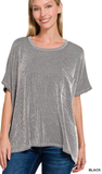 Zenana Corded Rib Oversized Short Sleeve Top, Assorted Colors