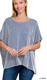 Zenana Corded Rib Oversized Short Sleeve Top, Assorted Colors