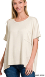 Zenana Corded Rib Oversized Short Sleeve Top, Assorted Colors