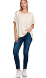 Zenana Corded Rib Oversized Short Sleeve Top, Assorted Colors