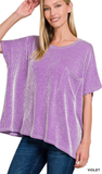 Zenana Corded Rib Oversized Short Sleeve Top, Assorted Colors