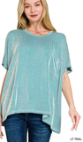 Zenana Corded Rib Oversized Short Sleeve Top, Assorted Colors