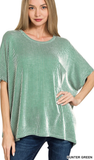 Zenana Corded Rib Oversized Short Sleeve Top, Assorted Colors