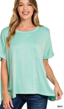 Zenana Corded Rib Oversized Short Sleeve Top, Assorted Colors