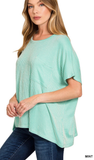 Zenana Corded Rib Oversized Short Sleeve Top, Assorted Colors