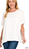Zenana Corded Rib Oversized Short Sleeve Top, Assorted Colors