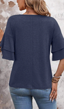 LOVESOFT Summer V-Neck Ruffle Sleeve Loose Fit Top, Assorted Colors