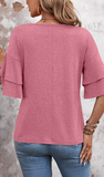 LOVESOFT Summer V-Neck Ruffle Sleeve Loose Fit Top, Assorted Colors