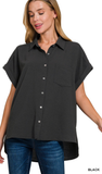 Zenana Woven Airflow Button Down Top, Assorted Colors