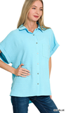 Zenana Woven Airflow Button Down Top, Assorted Colors
