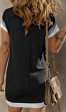LOVESOFT Summer Colorblock Ribbed T Shirt Short Sleeve Pocket Dress, Assorted Colors