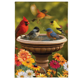 ‘Bathing Birds Burlap’ Decorative Flag
