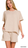 ZENANA Corded Rib Short Sleeve Top & Short Set, Assorted Colors
