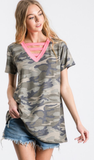 Heimish V-Neck Camo Short Sleeve Top