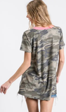 Heimish V-Neck Camo Short Sleeve Top