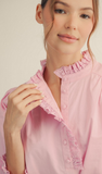 JODIFL Eyelet Accents Button Up Top in Pink