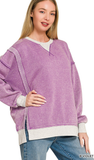 ZENANA Fleece Acid Wash Pullover, Assorted Colors