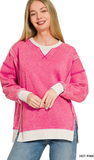 ZENANA Fleece Acid Wash Pullover, Assorted Colors