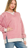 ZENANA Fleece Acid Wash Pullover, Assorted Colors