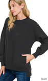 ZENANA Hi-Low Boyfriend Sweatshirts w/ Pockets, Assorted Colors