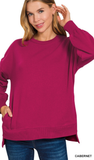 ZENANA Hi-Low Boyfriend Sweatshirts w/ Pockets, Assorted Colors